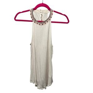 Chloe & Katie Embroidered Bohemian Gauzy Beach Coastal Indie Women's Top Medium